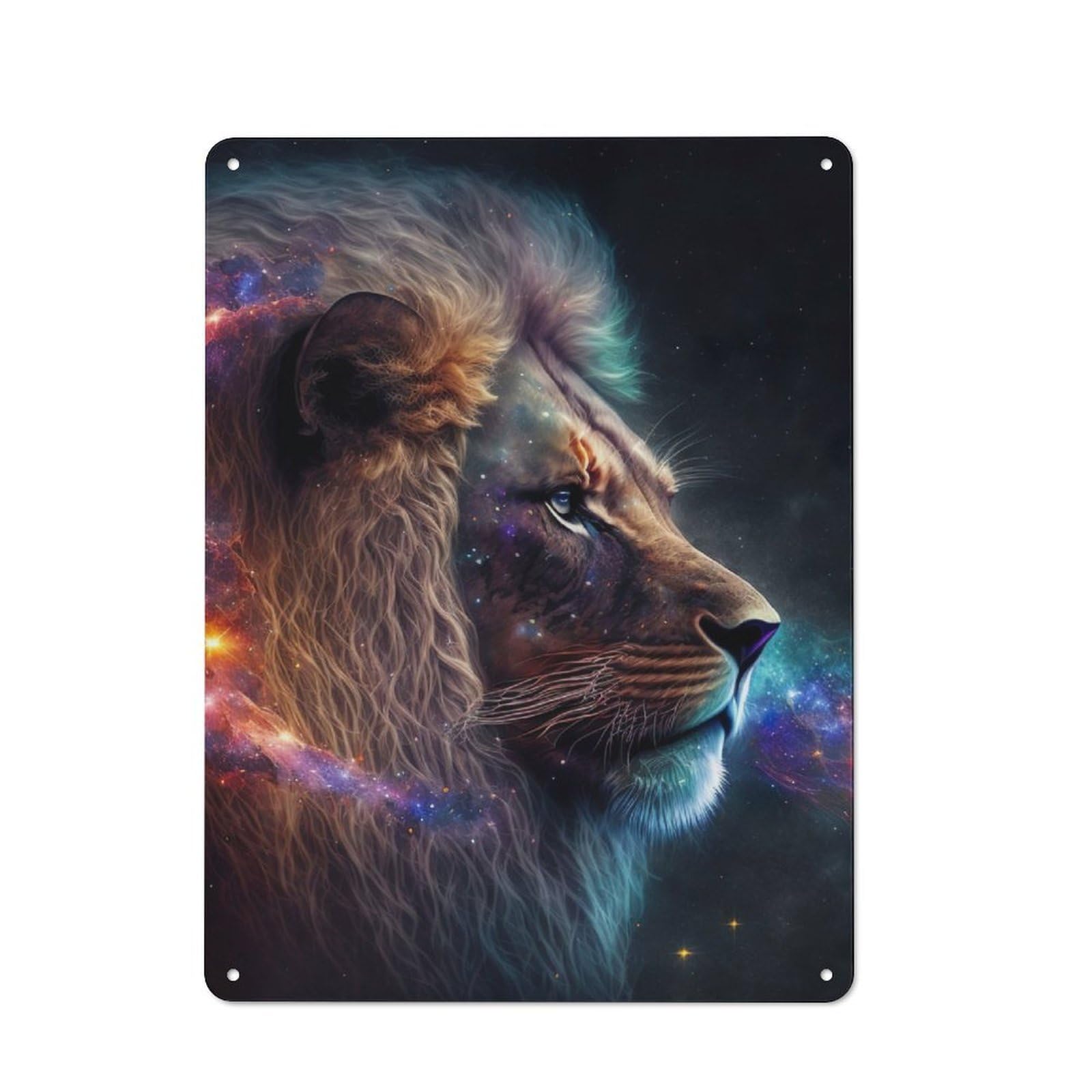 Junmoney Galactic Lion Tin Wall Plaque 40X30cm With For Workshop Wall, Suited To Workshop Decor Fans, For Retro Home Interiors