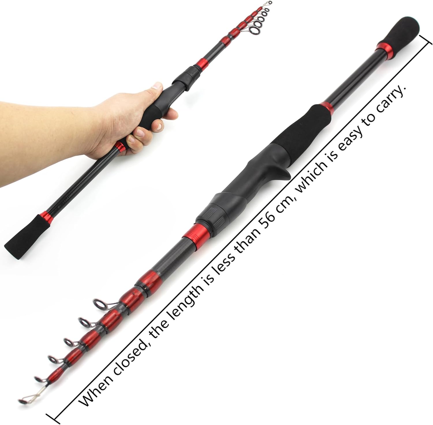 Ultra Light Short Carbon Fiber Telescopic Fishing Rod Sea Saltwater Portable Spinning Casting Pole