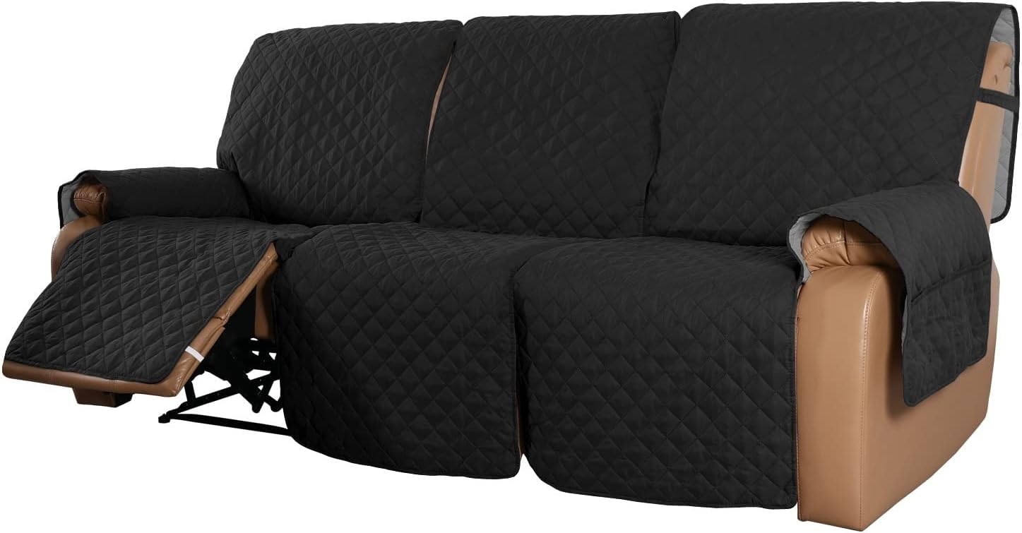 Funda de sofá Reversible Fundas for sillas Relax 1/2/3 plazas Antideslizante Impermeable for sofás reclinables Fundas de sofá Acolchadas con Bolsillos de Almacenamiento(3,3 persone)
