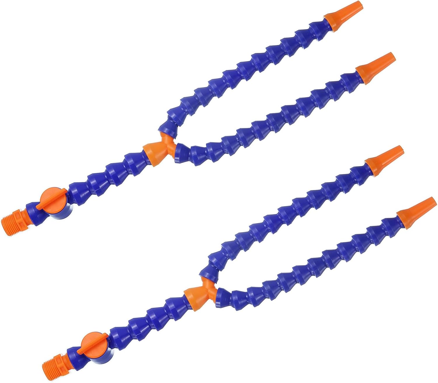 uxcell 2Pcs G1/2" Thread Flexible Water Oil Coolant Pipe Hose, 400mm Plastic Adjustable Round Nozzle Y Shape Cooling Pipe Hose with Switch for Lathe CNC Water Cooling System