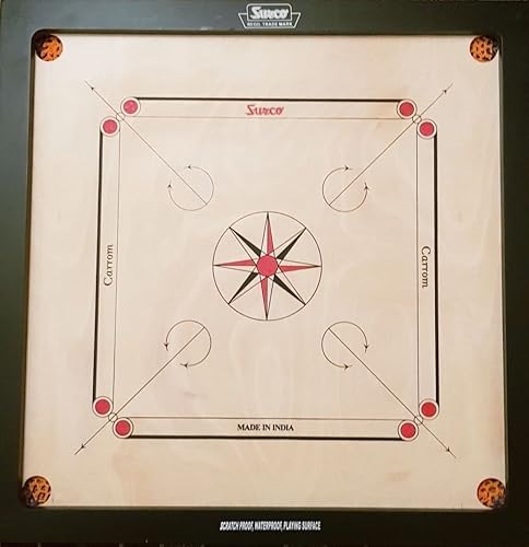 Miniatura 2 de Surco Tabla Carrom de tamaño clásico para niños con monedas y Striker, 0.157 in