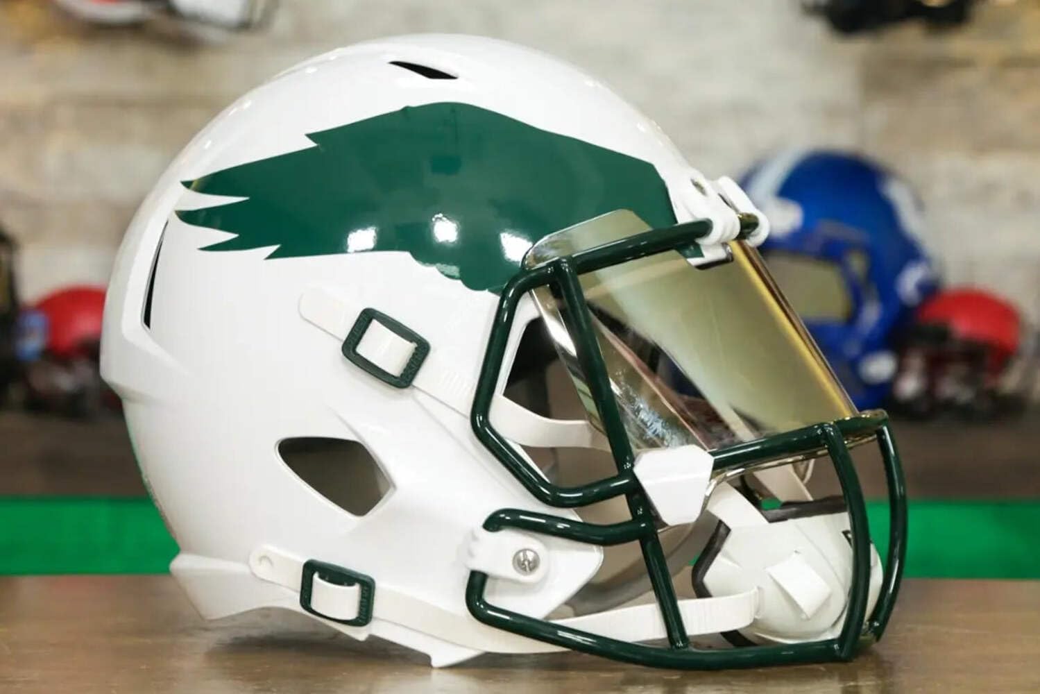 Philadelphia Collectible Display Helmet - GG Special Edition - with Free USA Flag Decal - Perfect for Sports Fans and Collectors - Green Gridiron