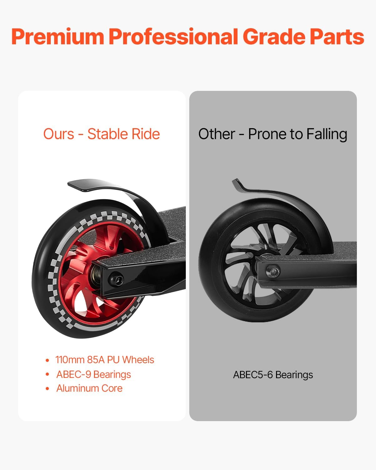 VEVOR Stunt Scooter, Pro Complete Trick Scooters for Kids Ages 11-13 Years, Teens, Adults, Boys, and Girls, Freestyle Street Rider for Intermediate and Beginner, Double Layer Lightweight Aluminum Deck