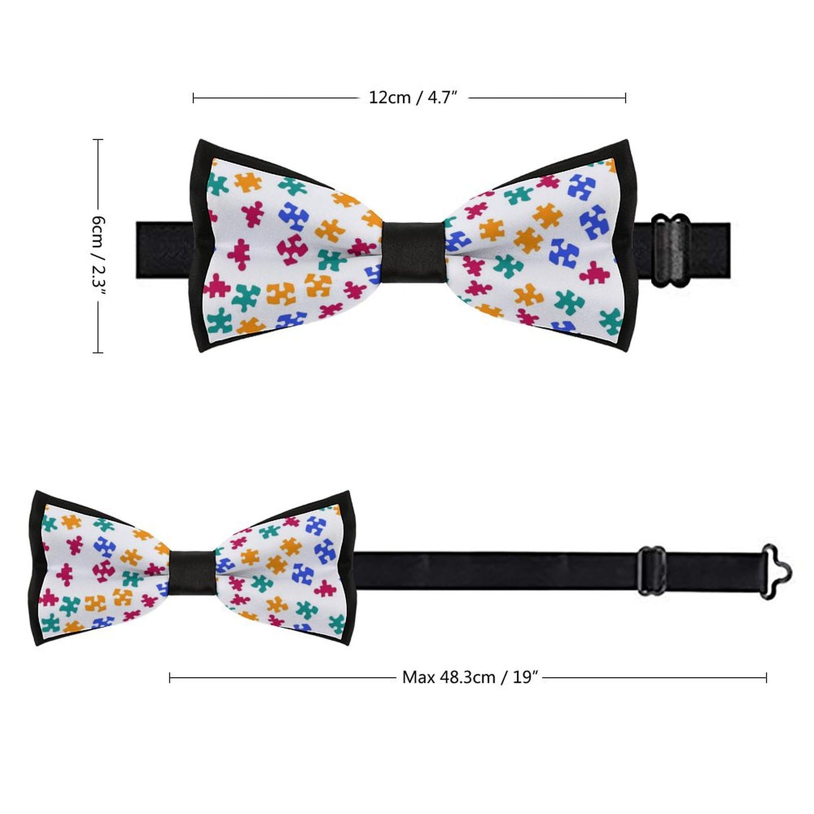 GoasNei Autism Awareness Pattern Bow Tie for Men Adjustable Necktie Funny Tie Neck Ties for Weddings Party