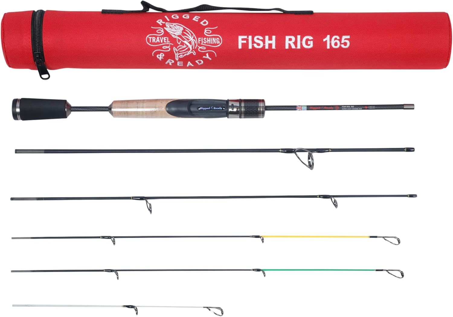 Rigged and Ready Fish Rig Super-Light Compact Travel Rods. 1 Spinning Multi-Section,2 Telescopic Rods,1 Combination, 3 Tips + Case. Bass, Trout, Carp, Fresh & Saltwater Fishing