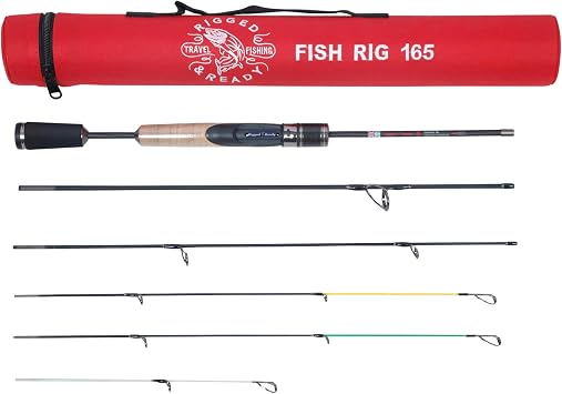 Rigged and Ready Fish Rig Super-Light Compact Travel Rods. 1 Spinning Multi-Section,2 Telescopic Rods,1 Combination, 3 Tips + Case. Bass, Trout, Carp, Fresh & Saltwater Fishing