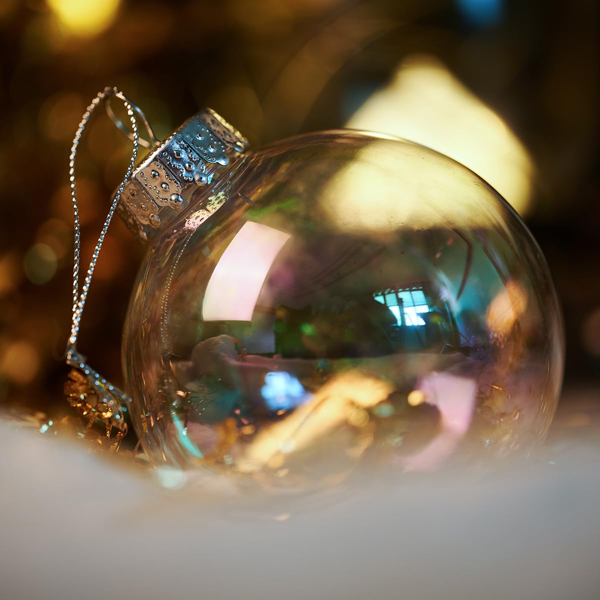 12 bolas de adornos iridiscentes de Navidad de 3.15 pulgadas, transparentes, inastillables, para colgar, bolas de arco iris, adorno de Navidad para manualidades, fiestas, decoración del árbol de