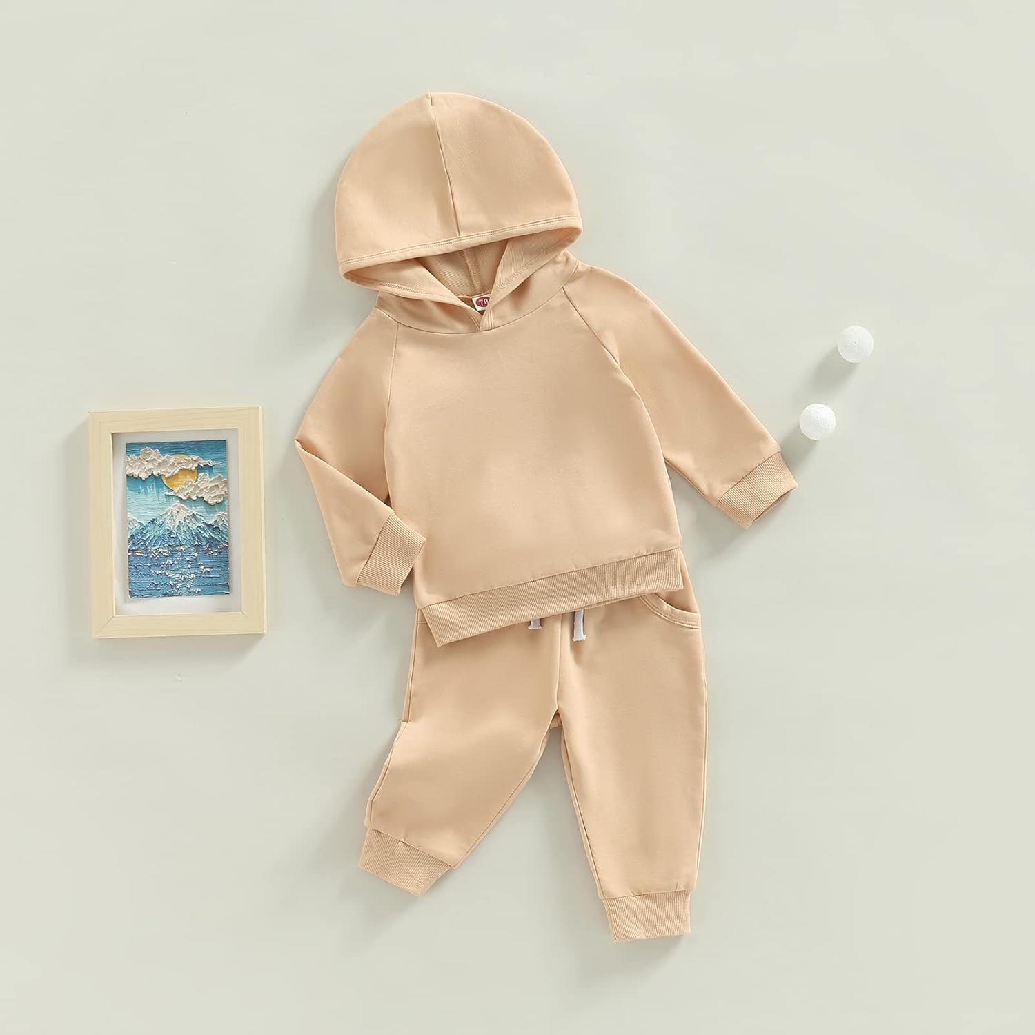 Thorn Tree Infant Baby Boys Pants Set Hooded Solid Sweatshirt Top Pocket Elastic Waist Pants 2Pcs Outfits Fall Winter Suit - Image 8