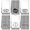 Bencailor 6 Pcs Buffalo Plaid Kitchen Towels Home Family Love Dish Towels Country Christmas Absorbent Hand Towels Decorative Farmhouse Decor Housewarming Coffee Lover Gifts for Cooking Baking (Black)