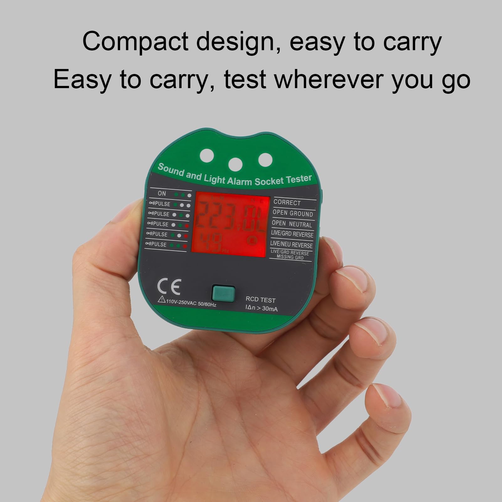 Socket Tester plug and measure for Circuit Breakers Voltage Checker Detector with Sound Light Alarm HD Screen (UK Plug) - Image 4