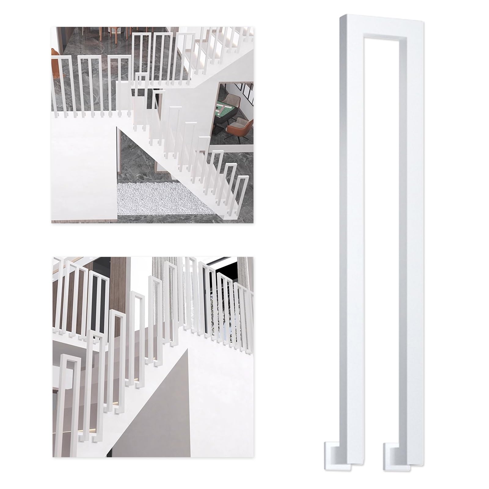 Rambarde d'escalier de qualité supérieure en U noir mat pour 1-2 marches