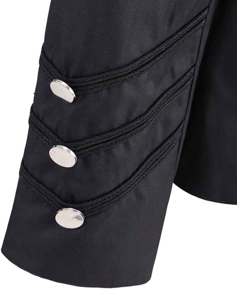 Men's Gothic Steampunk Military Jacket Double Breasted Blazer Jacket Vintage Coat Zip Up Outwear