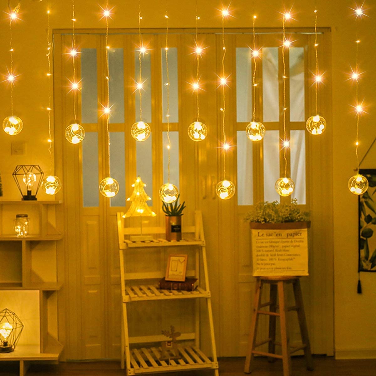 One94Store Wish Ball Curtain LED Diwali Lights 3 Meter Ball Curtain String Lights Window Curtain Led Lights for Decoration with 8 Flashing Mode for Festival Home (6+6 Ball Curtain, Warm White) (B0DG91ZY55) Amazon Price History, Amazon Price Tracker