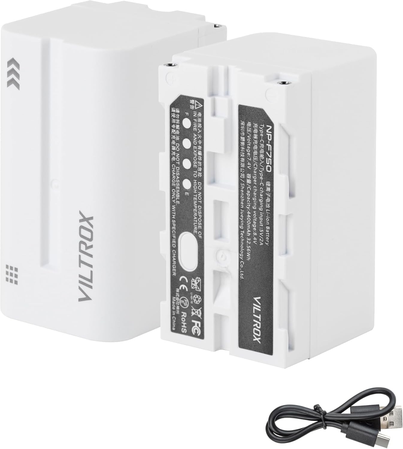 Amazon | VILTROX NP-F750 バッテリー 2個セット Type-C充電 4400mAh