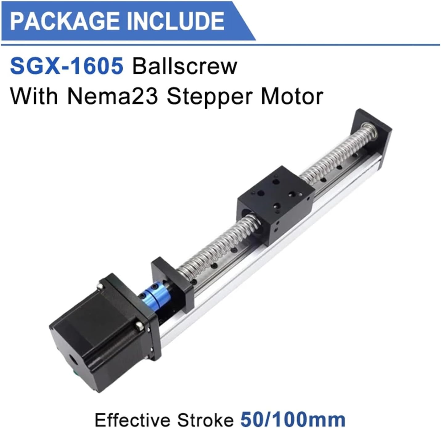 50mm 100mm Linear Guide Platform Guide Motion Slide Ball Screw Actuator(Stroke 50,1610 Ballscrew)