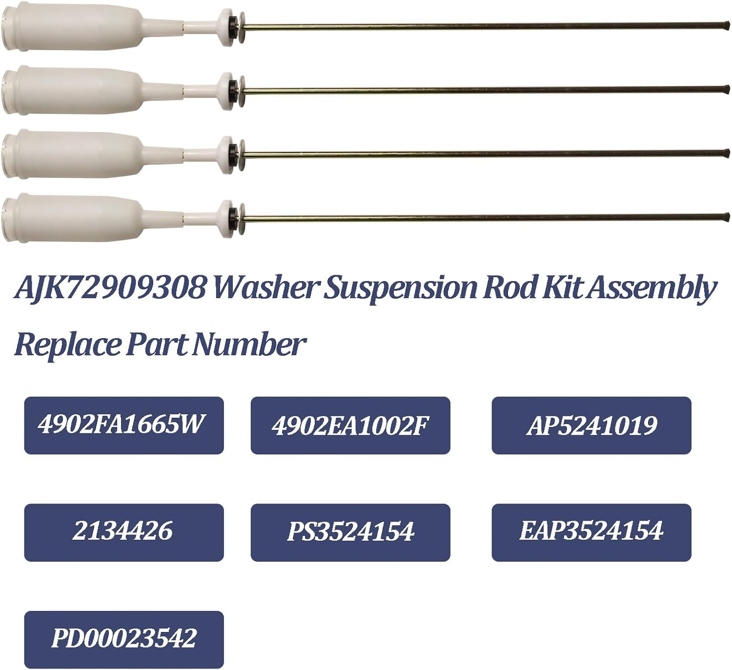 AJK72909308 Washer Suspension Rod Kit Assembly Compatible With LG Ken-more Washing Machine WT5001CW WT5101HV WT5101HW WT1201CV Replaces 4902EA1002F 4902FA1665W