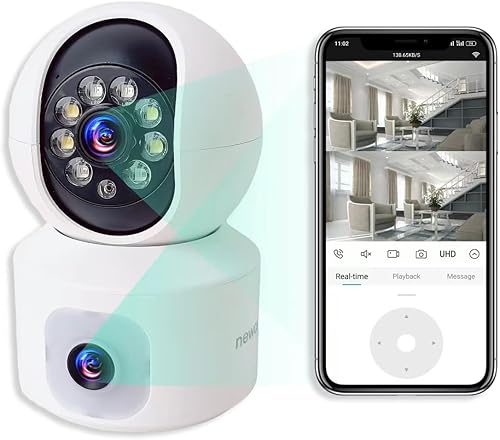 Cámara de seguridad, cámara interior de alta definición de 1080p, cámara de seguridad para mascotas de 360 , con seguimiento de movimiento,