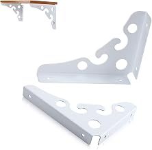 Yanty 2 Triangle Shelf Brackets,Wall-Mounted Flower Stand,Metal Support Brackets,One-Piece Molding,Black and White Paint,Two Installation Methods,White,200mm/8in