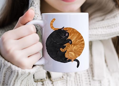 Miniatura 6 de Sleeping Ginger and Black Cat Mug 11oz 15oz (15 oz, Orange)