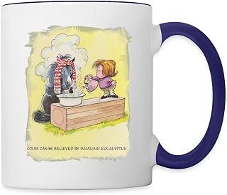 Spreadshirt Thelwell Sick Horse Inhaling Eucalyptus Licensed Two-Tone Mug, One Size, white/cobalt blue