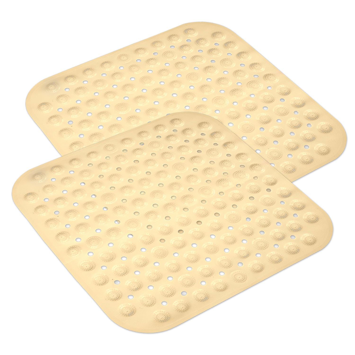 Urbane Home Bath Mat | PVC Bathroom Mat | Shower Bath Mat | Square Bath Tub Mat | Foot Massager Mat | Anti-Skid Floor Mat | Shower Mat | Pack of 2 | Cream
