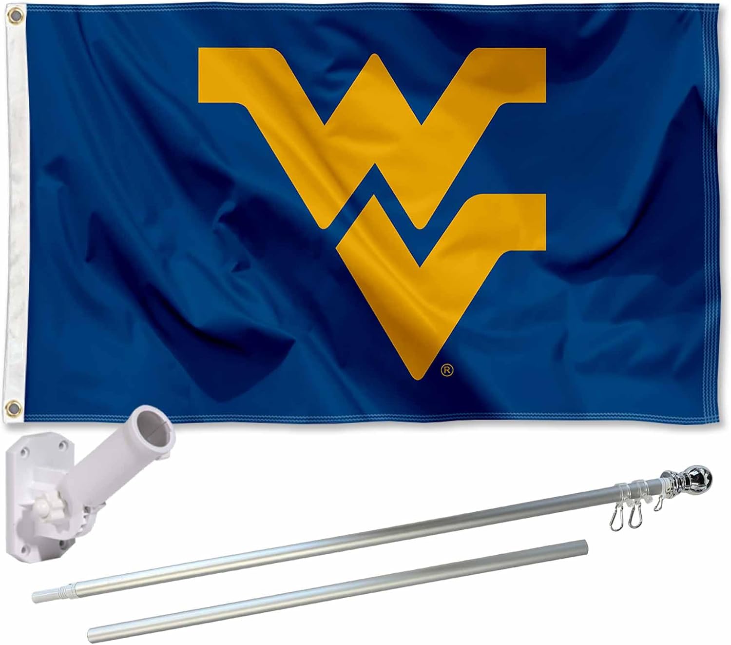 College Flags & Banners Co. West Virginia Mountaineers Flag and Pole Bracket Mount Bundle