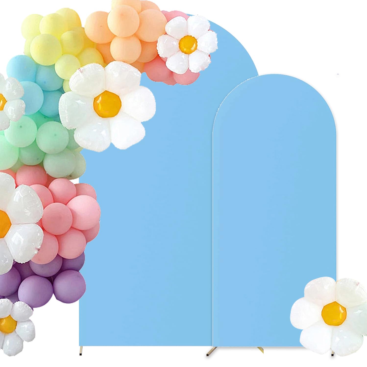 HAINARverS Set of 2 Wedding Arch Cover 6FT,7.2FT Spandex Fitted Stretchy Arch Stand Covers,2 Sided Round Top Chiara Backdrop Cover for Birthday Party