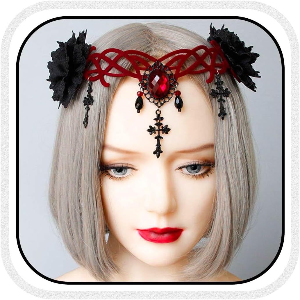 GORTIN Vampire Headpiece Black Gothic Headband Witcher Masquerade Cosplay Halloween Costune Hair Accessories for Women