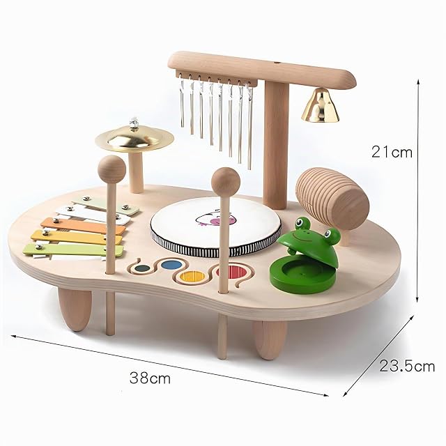 Foto 2 de 7 de Batería para Niños Hecha De Madera, Juguete Musical para Niños 8 En 1