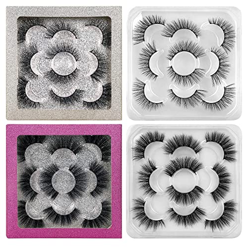 False Eyelashes Wispy Natural Look Lashes Fluffy 10 Pairs 14-16MM 2 Styles Mixed Fake Lashes Pack Cat-eye FANXITON 3D Faux Mink Lashes