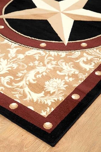Miniatura 3 de Furnish my Place Alfombra de área 626 Star Gold Texas Western Star Decor Cowboy resistente a las manchas, alfombras con respaldo de látex, color