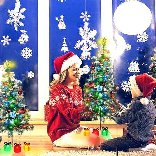 Kordain Solar Mini Christmas Tree Light Outdoor Decoration, 30 Inch Solar Tree Lights with 30 LED 8 Flashing Modes Decorated Prelit Gift Boxes & Ornaments for Pathway Patio Yard Garden Cemetery, 2PCS by Kordain - Image 7