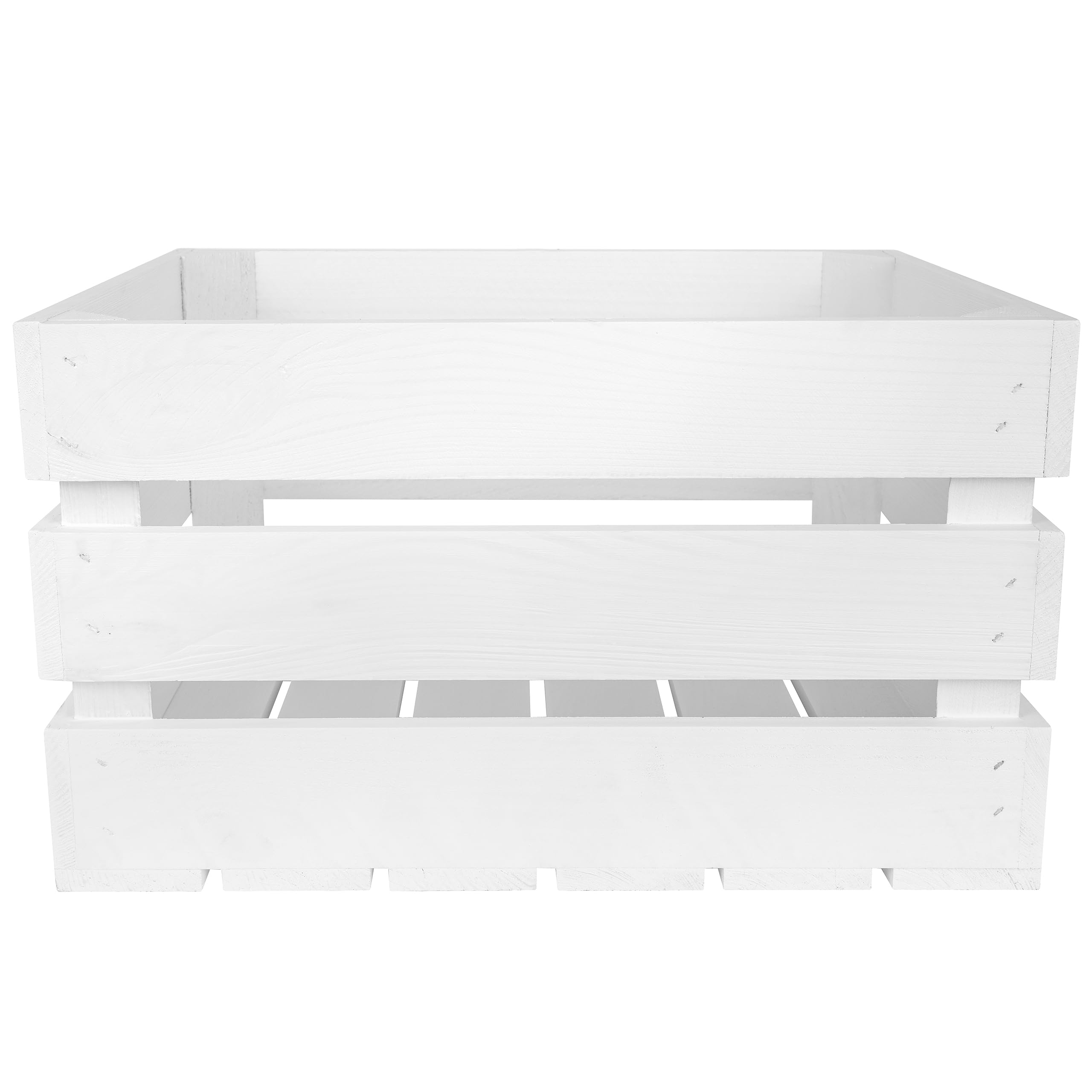 Creative DECO 3 x Cajas de Madera Natural Decorativa Blanca 40 x 30 x 23 cm | Cesta de Madera Ideal para Almacenaje Regalo Fruta Decoración Bricolaje Manualidades | Documentos Juguetes Herramientas