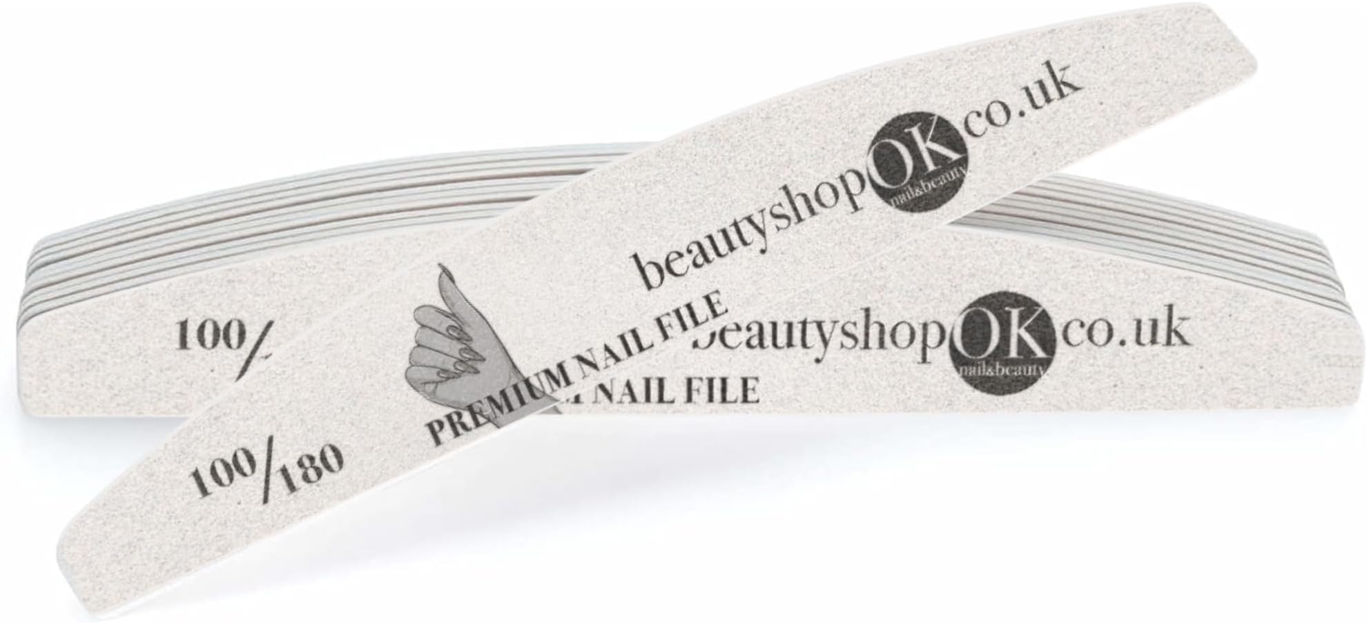 BeautyShopOK โ Nail File โ DHB Professional Disposable Nail Files โ 100/180 Grit - Non-Toxic โ Nail Files for Acrylic and Gel Nails โ Universal Professional Use โ 25pcs