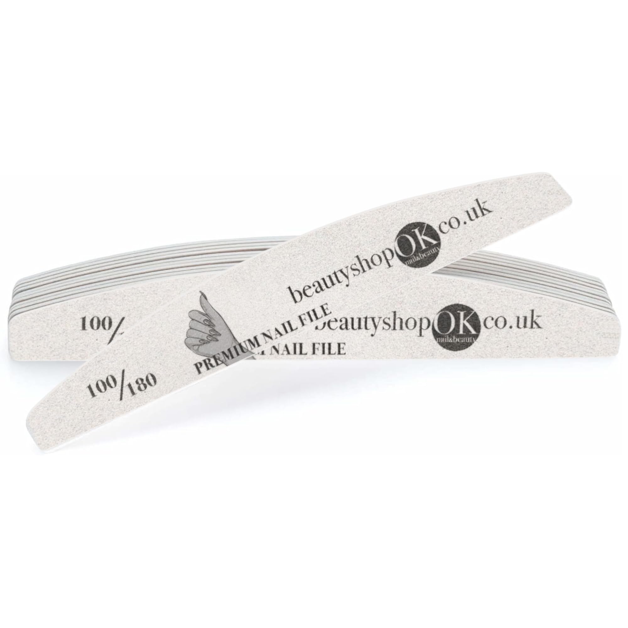 BeautyShopOK – Nail File – DHB Professional Disposable Nail Files – 100/180 Grit - Non-Toxic – Nail Files for Acrylic and Gel Nails – Universal Professional Use – 25pcs