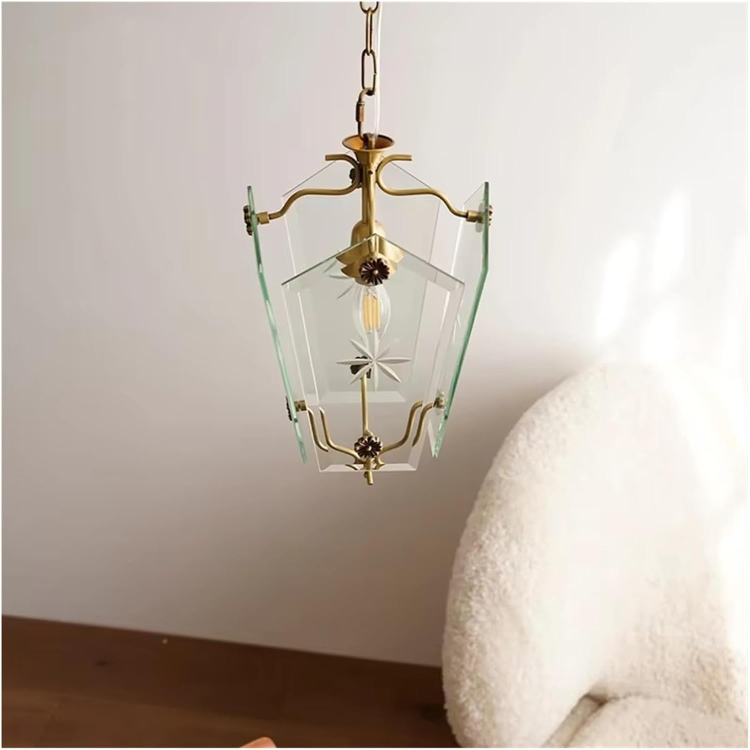 Glass Petal Chandelier Medieval Luxury Restaurant Lamp Retro Pastoral Style Atmospheric Dining Table,for Decoration