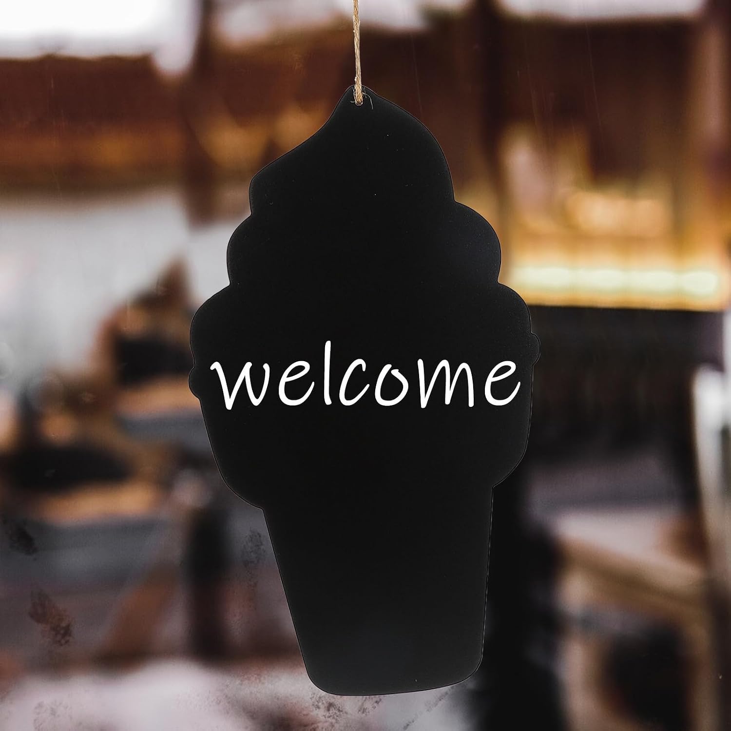 Ice Cream Shape Hanging Message Board Wooden Chalkboard for Shop