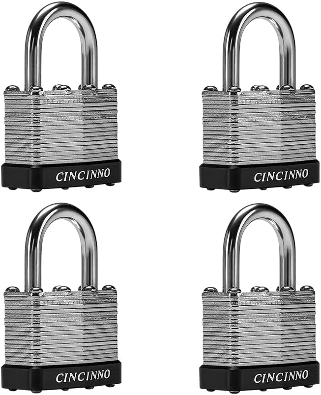ShopTek Heavy Duty Laminated Steel Padlock, Commercial Grade Keyed