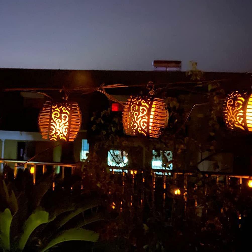 ZJchao Guirlande lumineuse solaire à LED, Guirlande Lumineuse Suspendue Rétro Sûre avec Lueur Douce Lampe Féerique à Boule de Flamme à énergie Solaire pour Jardin Terrasse Balcon Mariage Noël