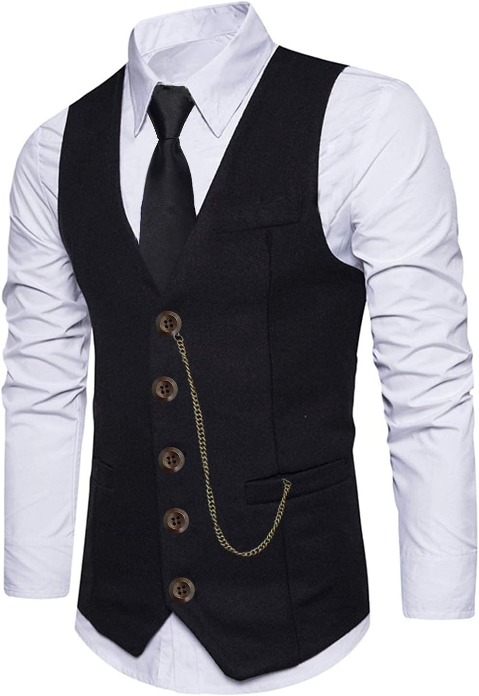 EFORLED Halloween 1920s Mens Costume 2025,Gatsby Gangster Vest,Vintage Pocket Watch,Pre Tied Bow Tie,Tie - Image 3