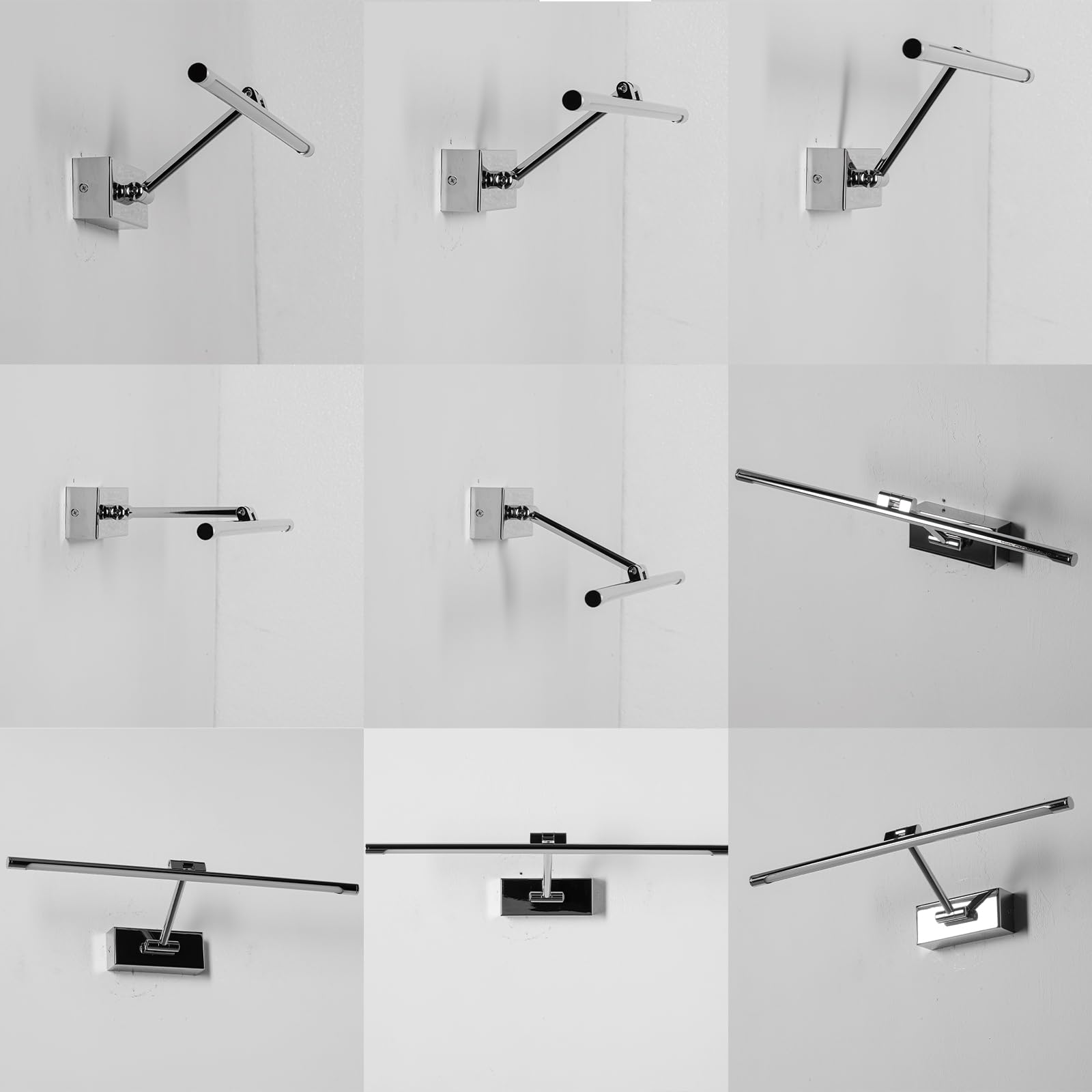 Alpinaluz Aplique LED para Cuadros y Espejos 48 cm 10W 2700K Luz Blanca Cálida Cromado Brillante con Brazo Articulado Orientable para Iluminación Precisa y Elegante