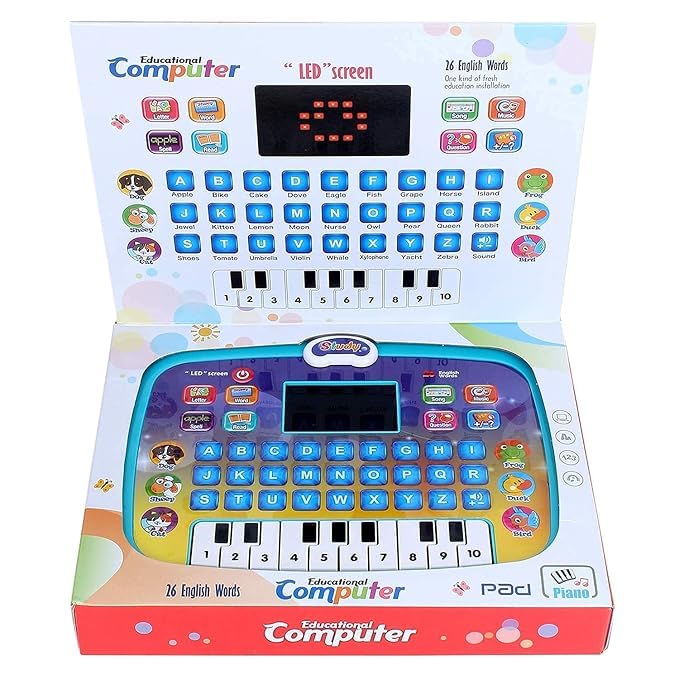 Image of Toys Educational Learning Laptop Toy for Kids Toy with, Animal Voices, Words, Sound Learn Alphabets, Numbers, Spelling Quiz, Food Name (Multicolour, 3 Year+)