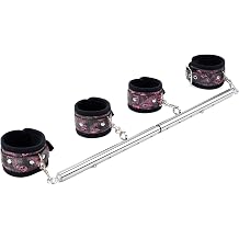 Spreader Bar Heavy Duty Stainless Steel Expandable Home Gym with 4pcs Furry Purple Adjustable Strap,Sports Aid Training Fitness Gear Pilates Aid Kit,Yoga Set
