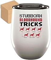 Vista 1 de Funny Gift Canine Admirer's Gift, For Owner's Appreciation Day - Stubborn Bloodhound Training Tips Amusing, 12oz Wine Tumbler Cup