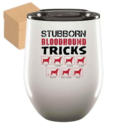 Funny Gift Canine Admirer's Gift, For Owner's Appreciation Day - Stubborn Bloodhound Training Tips Amusing, 12oz Wine Tumbler Cup