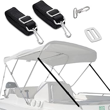 2 PCS Adjustable Heavy Duty Bimini Top Straps ,Marine Grade with Loops and Singe Snap Hook Strap,28