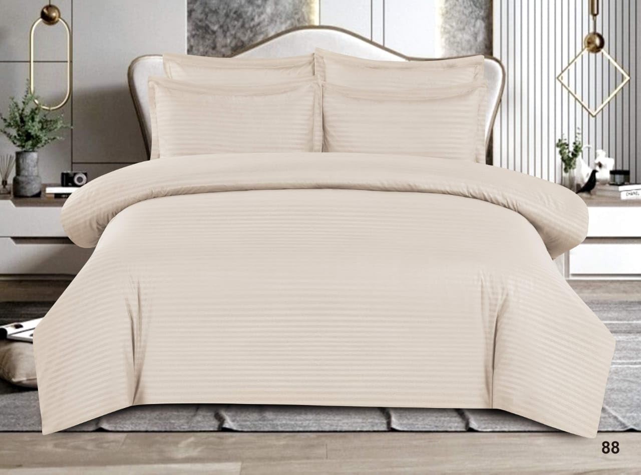 6-Piece King Size Bed Linen Set (Duvet Comforter Cover, Fitted Bedsheet & 4 Pillowcases) - Ivory