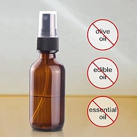 Wedama 2 oz Mini Glass Spray Bottles, Empty Small Spray Bottles with Funnel Dropper, Fine Mist for Hair, Travel, Plants, Cleaning Solutions and Skin Care (4 Pack Amber)