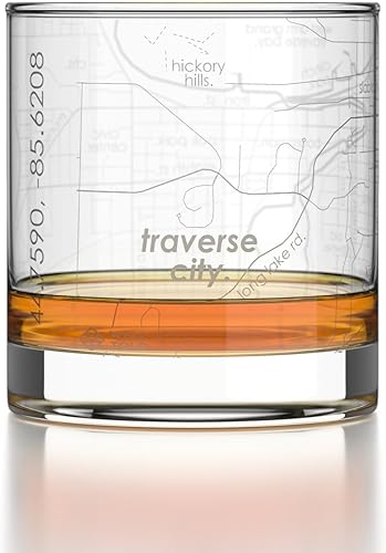 Vista 189 de Well Told Vaso grabado de Washington DC Map Rocks, vidrio de whisky antiguo (11 onzas, transparente), regalo para los amantes del whisky 147-Claro