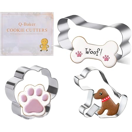 3 Piece Dog Bone Cookie Cutters, Bone Shape Cookie Cutters set Stainless Steel Biscuit Mold for Dog Cat Homemade Treats